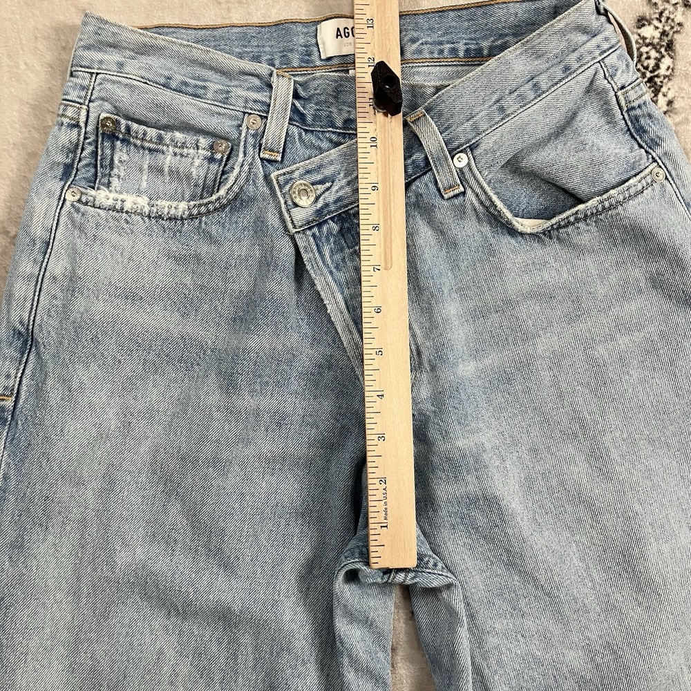 AGOLDE High Rise Straight Leg Criss Cross Jeans Size 26 Light Wash Raw‎ Hem - Picture 4 of 11